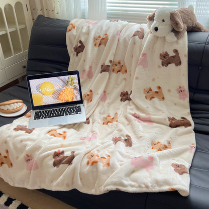 Cozy Plush Cartoon Dog-Themed Throw Blanket