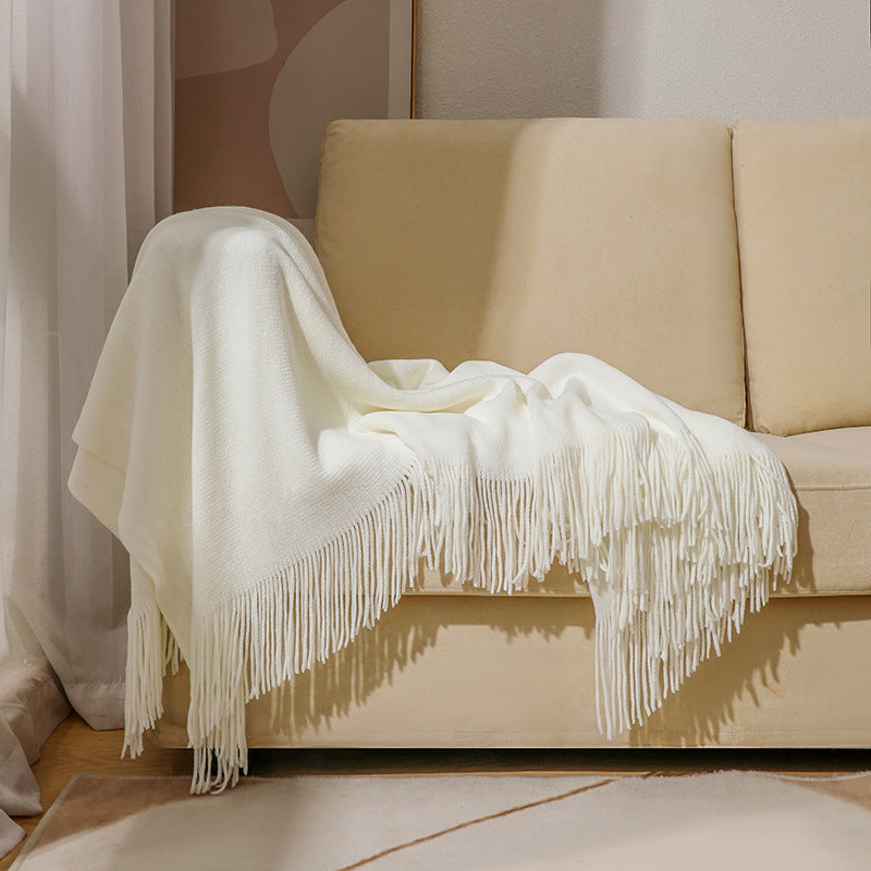 Unisex Luxurious Plush Fringe Throw Blanket