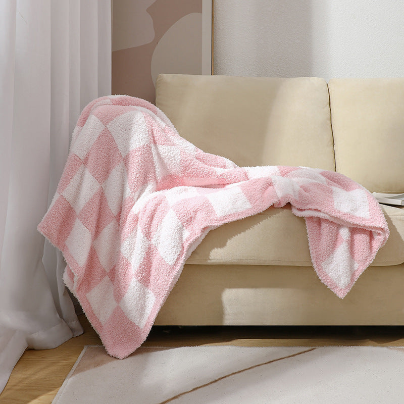 Soft Plush Checkerboard Throw Blanket