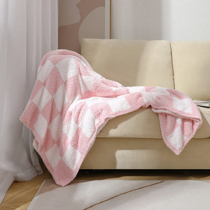 Soft Plush Checkerboard Throw Blanket