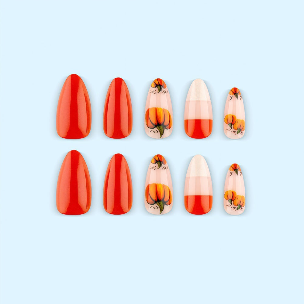 Artificial nails with autumn pumpkin design Acalora