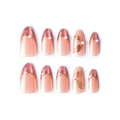 Nail set with glamorous golden accents and elegant design Acalora