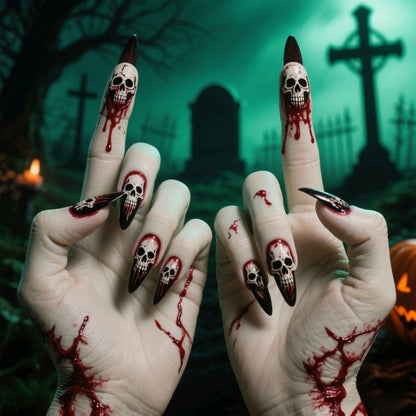 Halloween themed artificial nails Acalora