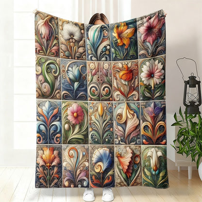 Decorative Floral Art Throw Blanket