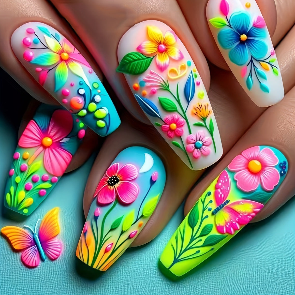 3D Floral Design Nail Art Acalora