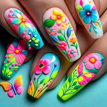 3D Floral Design Nail Art Acalora