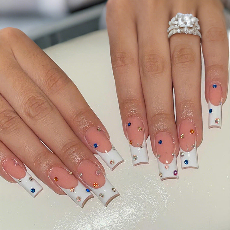 Elegant Decorative Press-On Nail Set with Gem Accents Acalora
