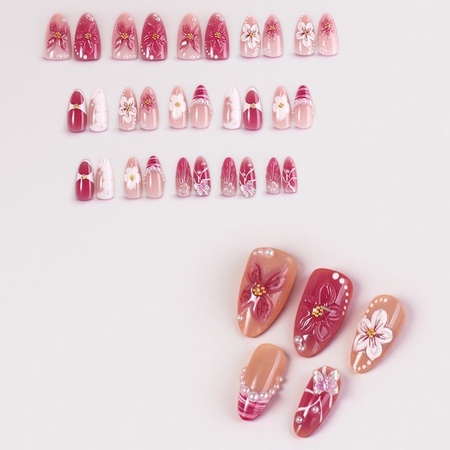 Professional Press-On Nail Set with Trendy Designs Acalora