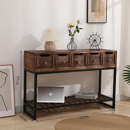 Rustic Wooden Console Table with Storage Acalora