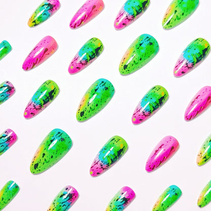 Artistic Neon Splash Nail Art Acalora