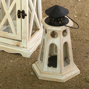 Handcrafted Hexagonal Wooden Lighthouse Tea Light Lantern Acalora