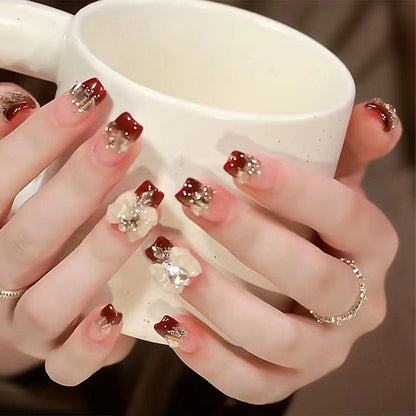 Artificial nails with glamorous floral decorations Acalora