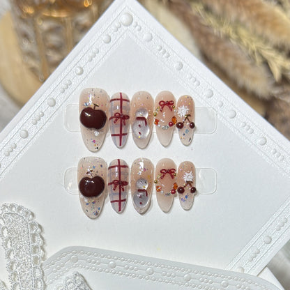 Winter-Themed Press-On Nail Art Set Acalora