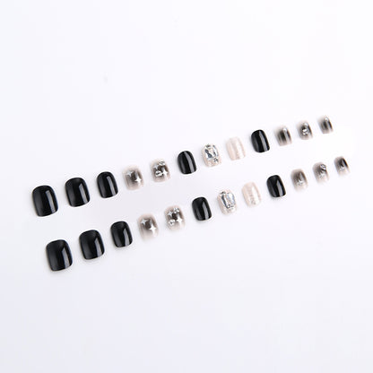 Artificial nail set with glamorous glitter and crystal decorations Acalora