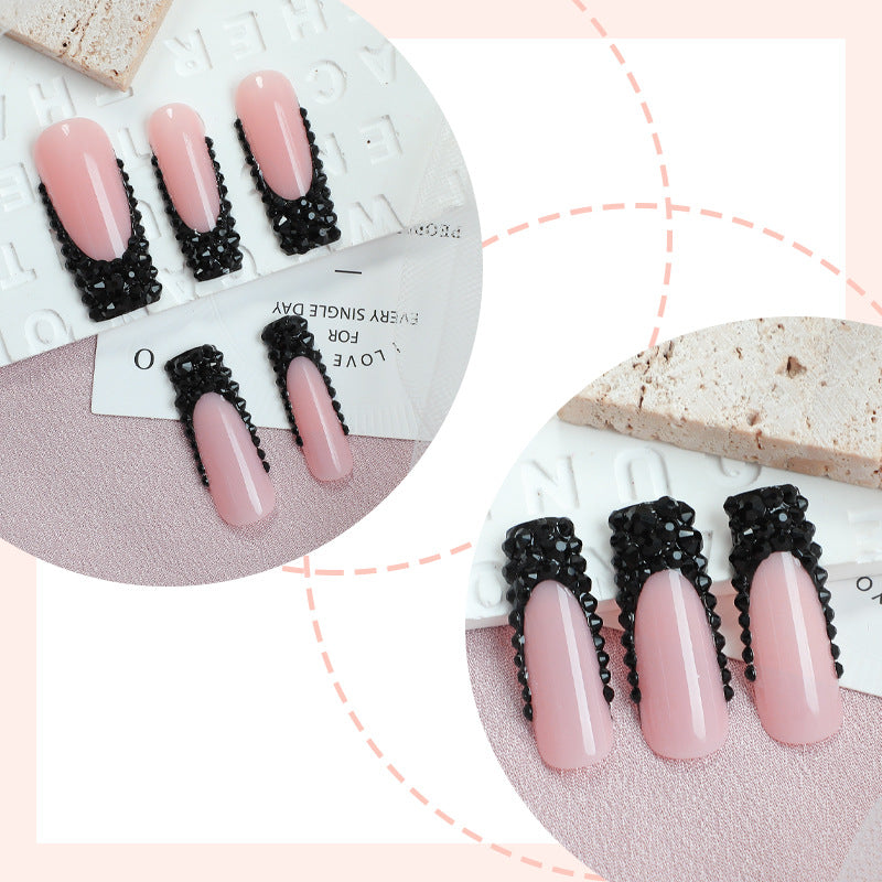 Elegant Nail Art Press-On Kit with Decorative Gem Accents Acalora