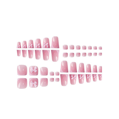 Decorative Press-On Nail Art with Bow Accents Acalora