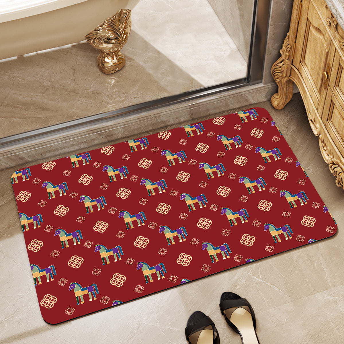 Playful Horse-Themed Memory Foam Bath Mat Acalora