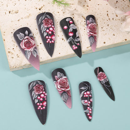 Artificial nails with detailed rose design Acalora