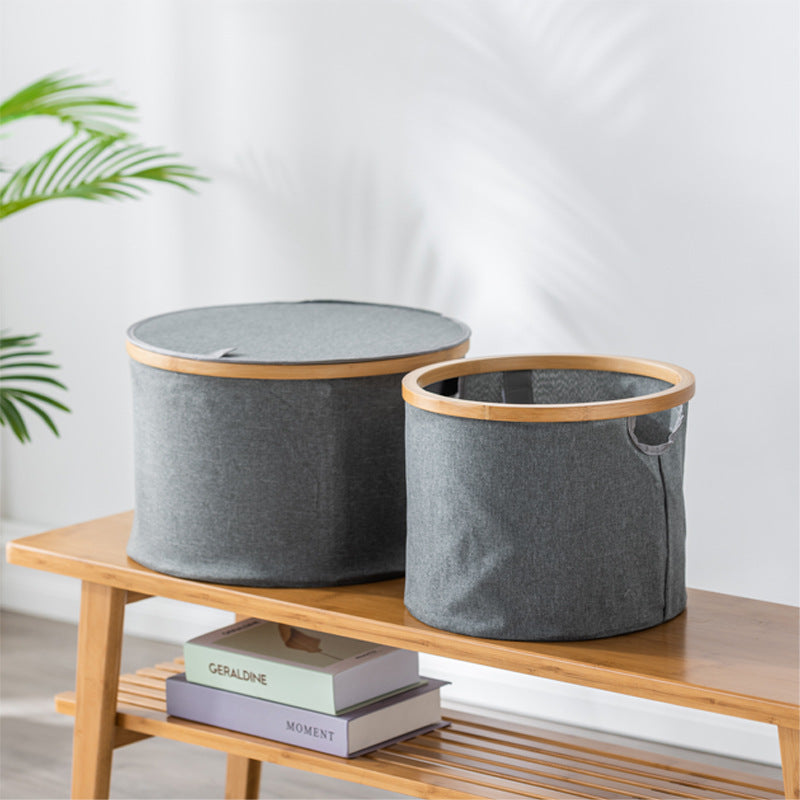 Storage basket with sturdy bamboo lid Acalora