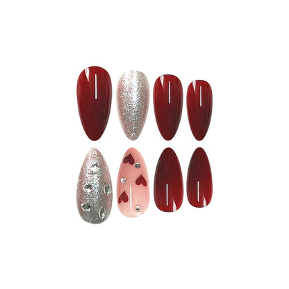 Romantic Heart-Themed Press-On Nail Set Acalora