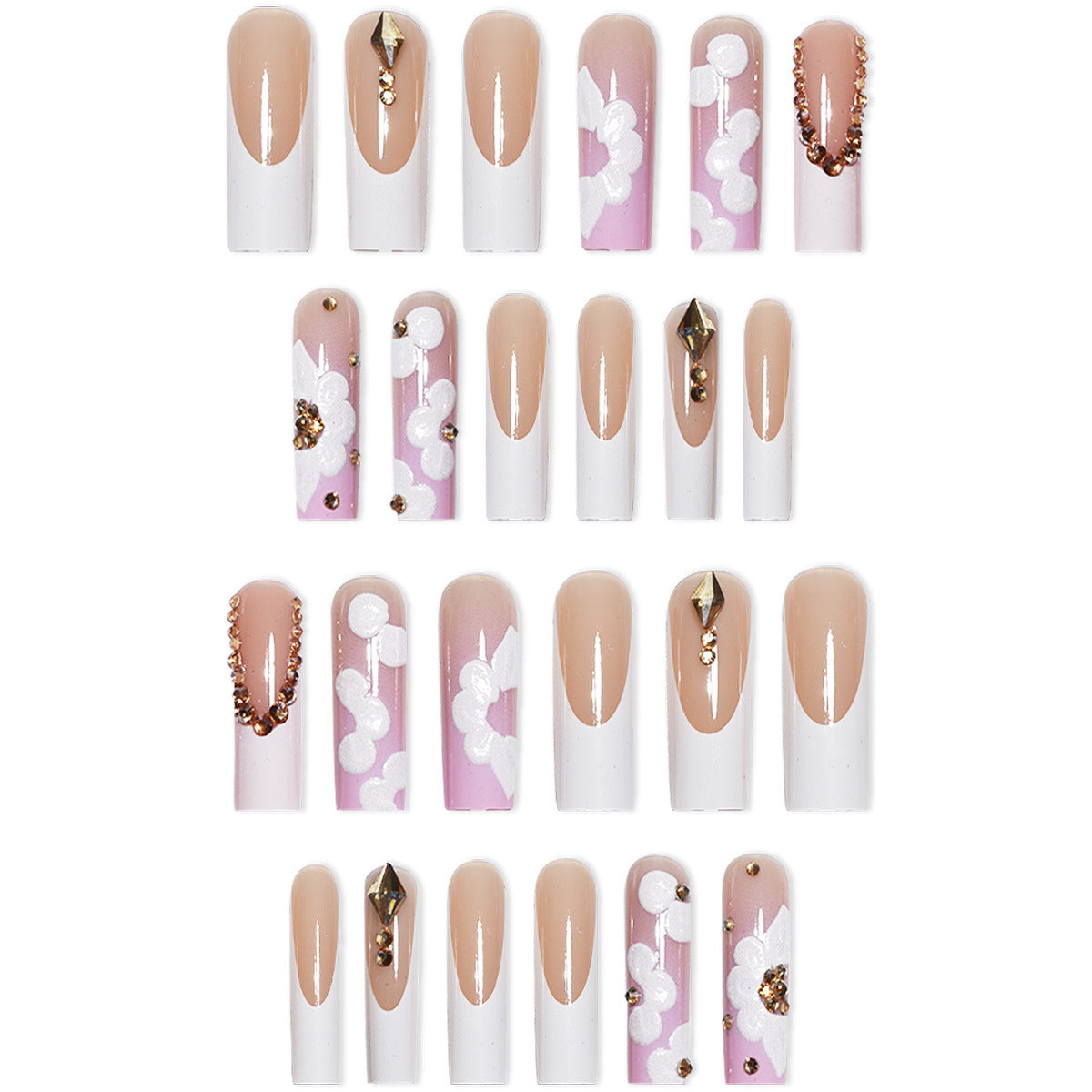 Elegant 3D Floral Press-On Nail Art Acalora