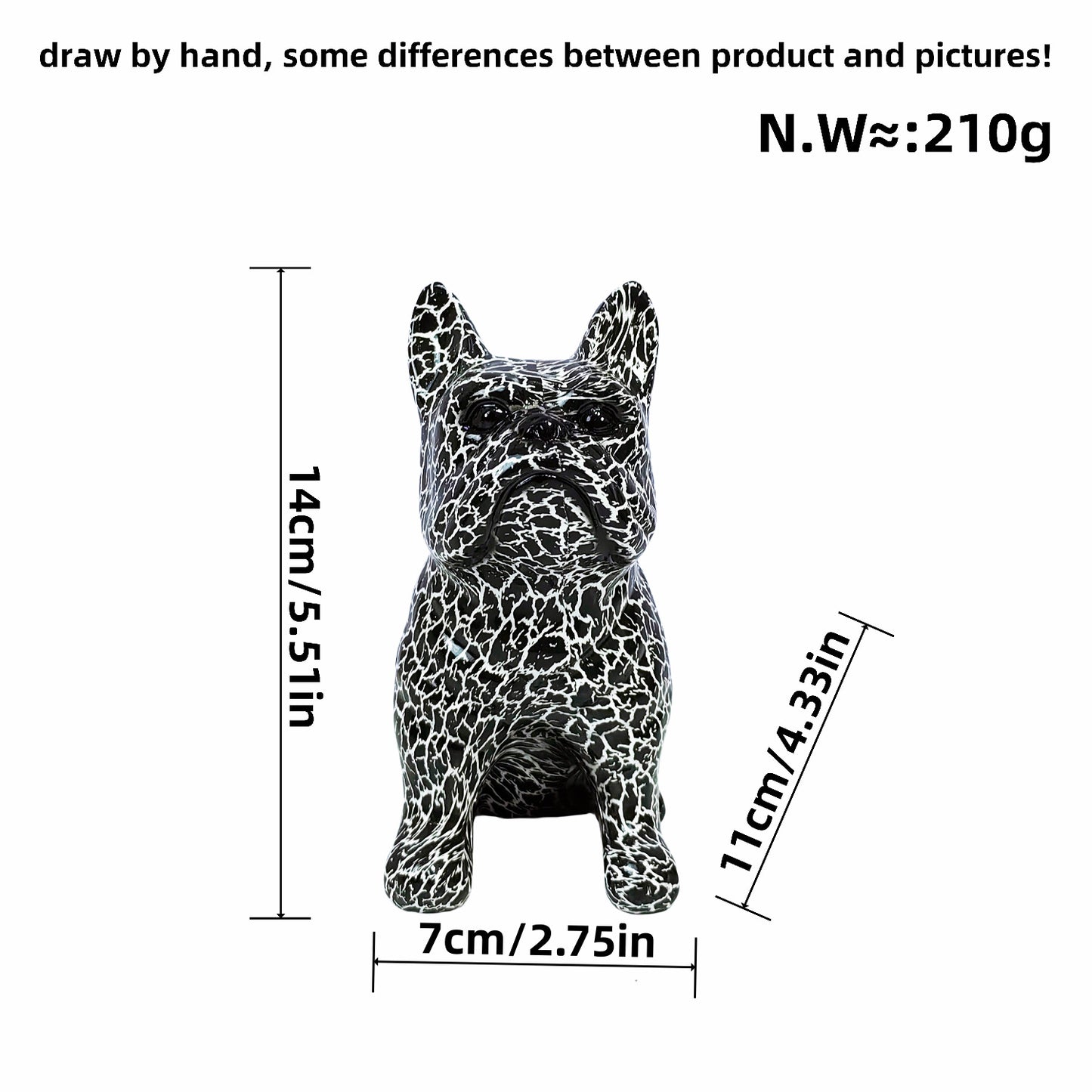 Creative bulldog figurine made of hand-painted resin Acalora