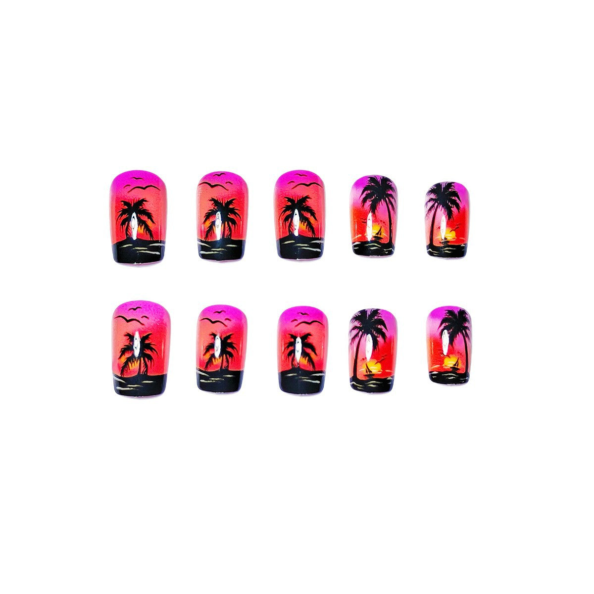 Artistic Sunset Beach Nail Art Acalora