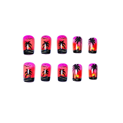 Artistic Sunset Beach Nail Art Acalora