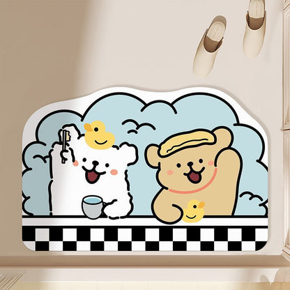 Playful Cartoon Theme Bath Mat