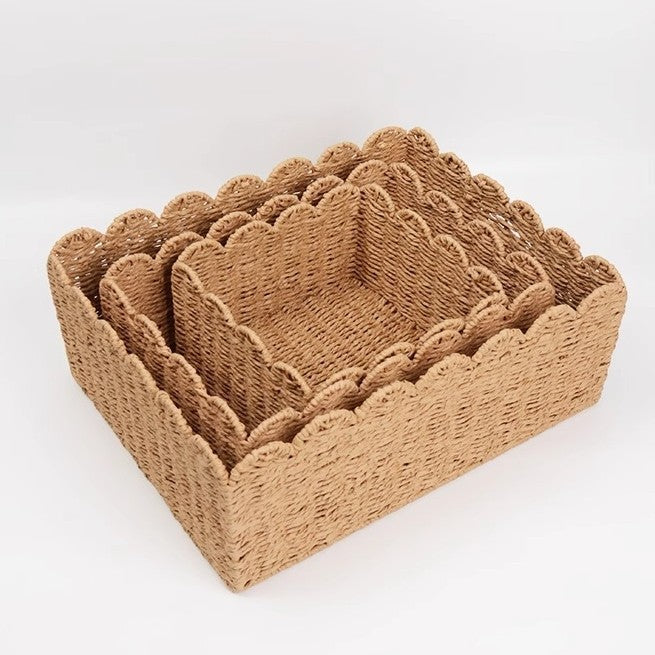 Handwoven storage basket with playful design Acalora