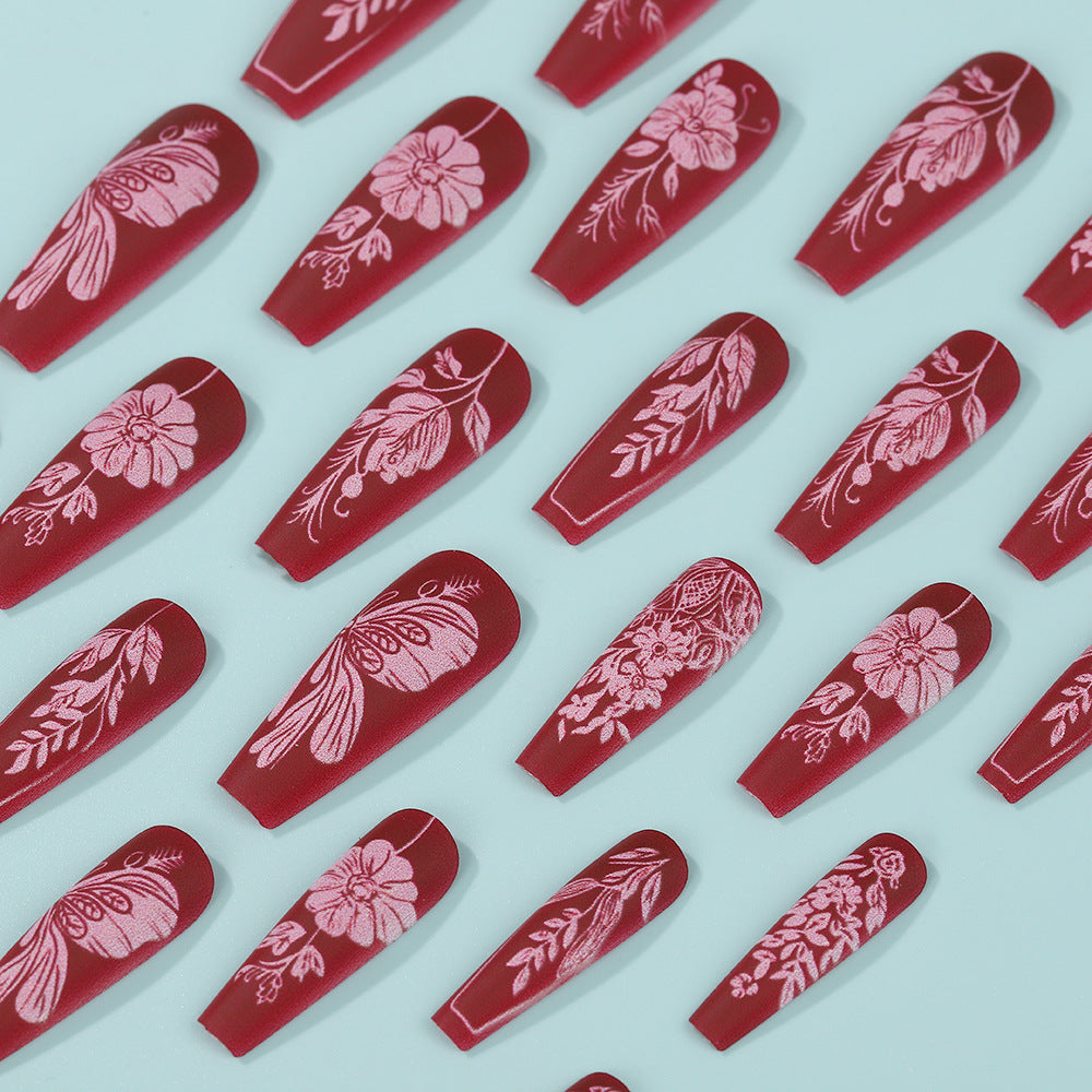 Artificial Nail Set with Floral Designs Acalora