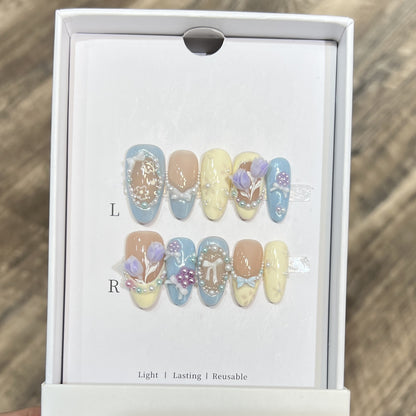 Floral Art Press-On Nail Tips Acalora