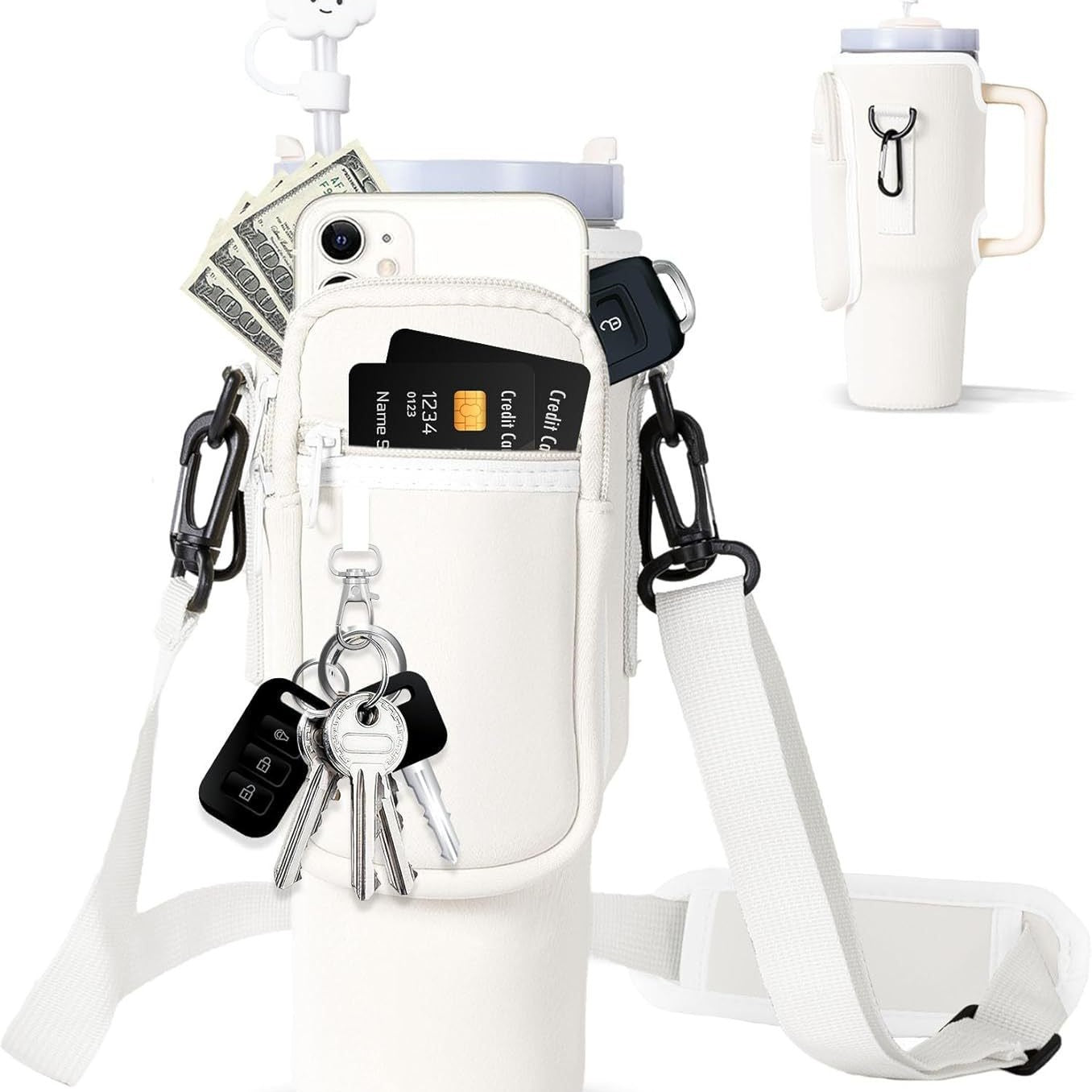Ladies trendy and sparkling drinking bottle with shoulder bag Bowlift