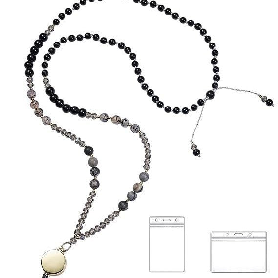 Beaded Eyewear Lanyard with Retractable Clip Acalora
