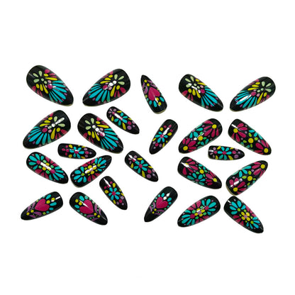 Artificials nails with colorful flower pattern Acalora
