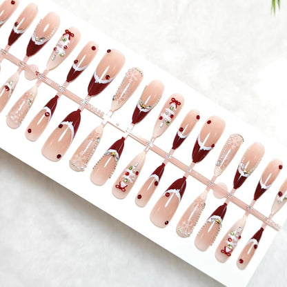 Artificial nails with festive designs and glitter accents Acalora