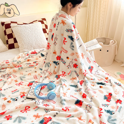 Cozy Holiday-Themed Fleece Throw Blanket