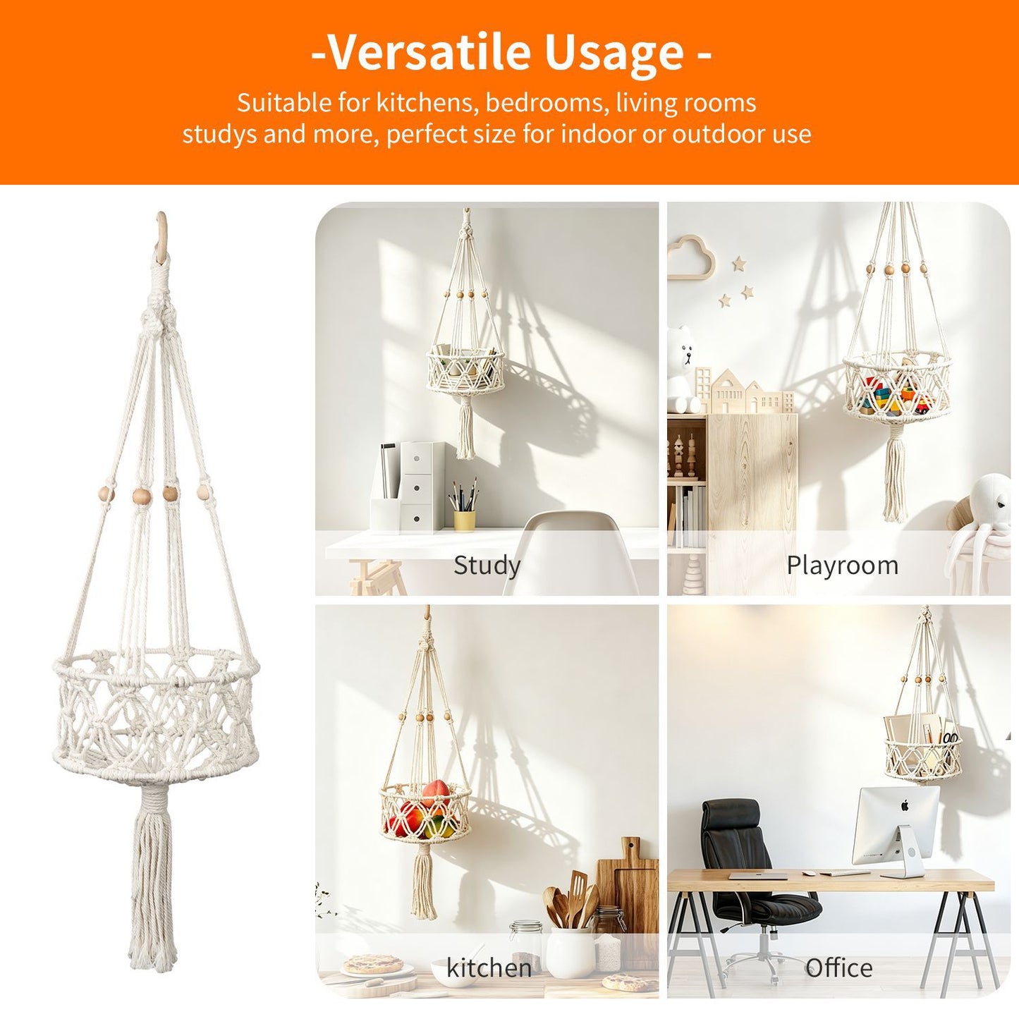 Hanging Plant Macrame Basket Acalora