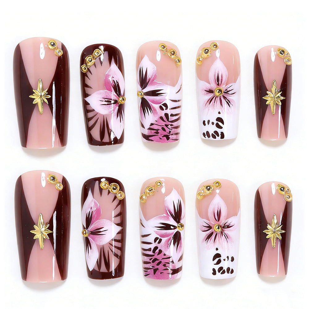 Floral-Accented Stiletto Press-On Nails Acalora