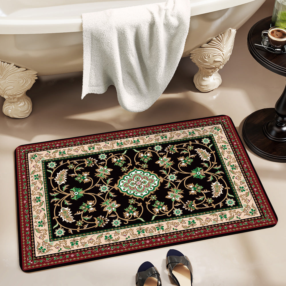 Elegant Floral Pattern Bath Mat Acalora
