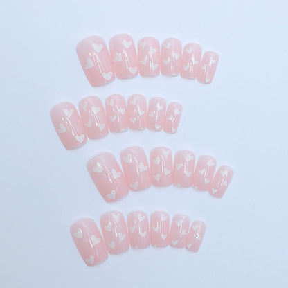 Heart-Themed Full Cover Press-On Nails Acalora