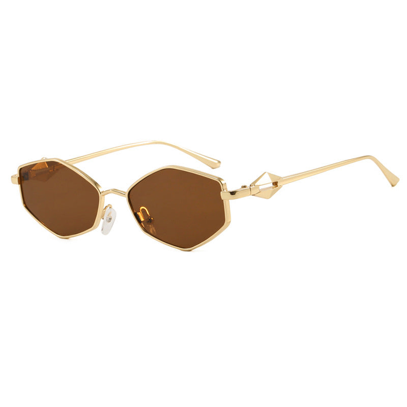Women's geometric sunglasses with protective UV filter and high-end metal frame Karnz