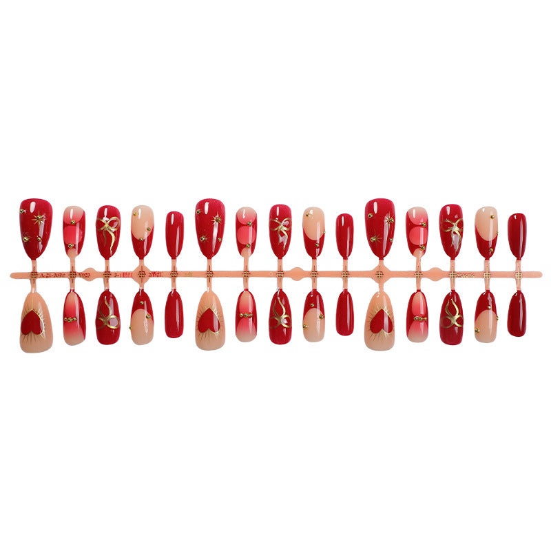 Decorative Press-On Nail Set with Elegant Leaf Designs Acalora