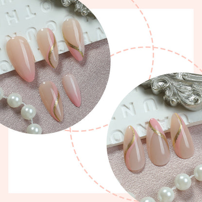 High-Quality Press-On Nails with Elegant Gold Accent Designs Acalora