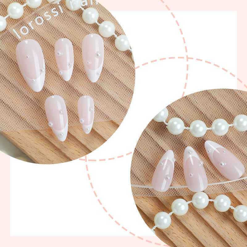 Elegant Stiletto Press-On Nails with Pearl Accents Acalora