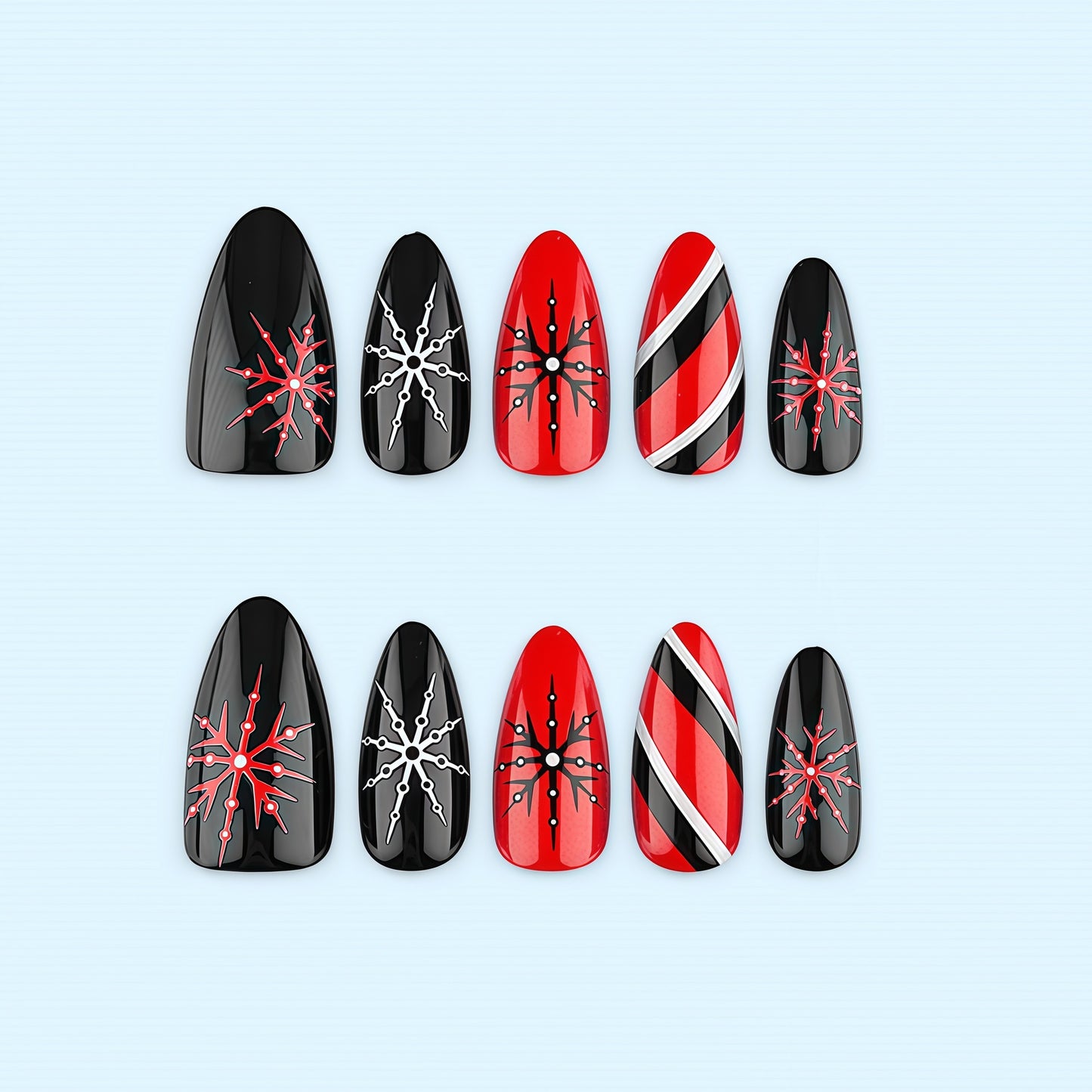 Acrylic Nail Set with Modern Geometric Design Acalora