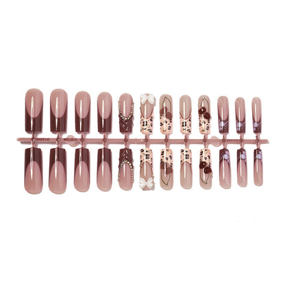 Artistic Press-On Nail Set with Decorative Accents Acalora