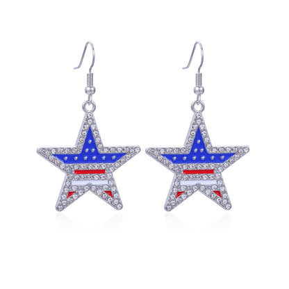 Women's lightweight star earrings with enamel flag design and fishhook Kalsten
