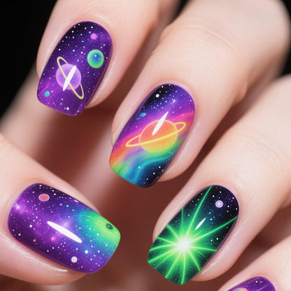 Celestial Space-Inspired Nail Art Acalora