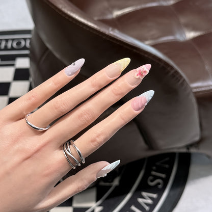 Artistic Floral Stiletto Press-On Nail Set Acalora